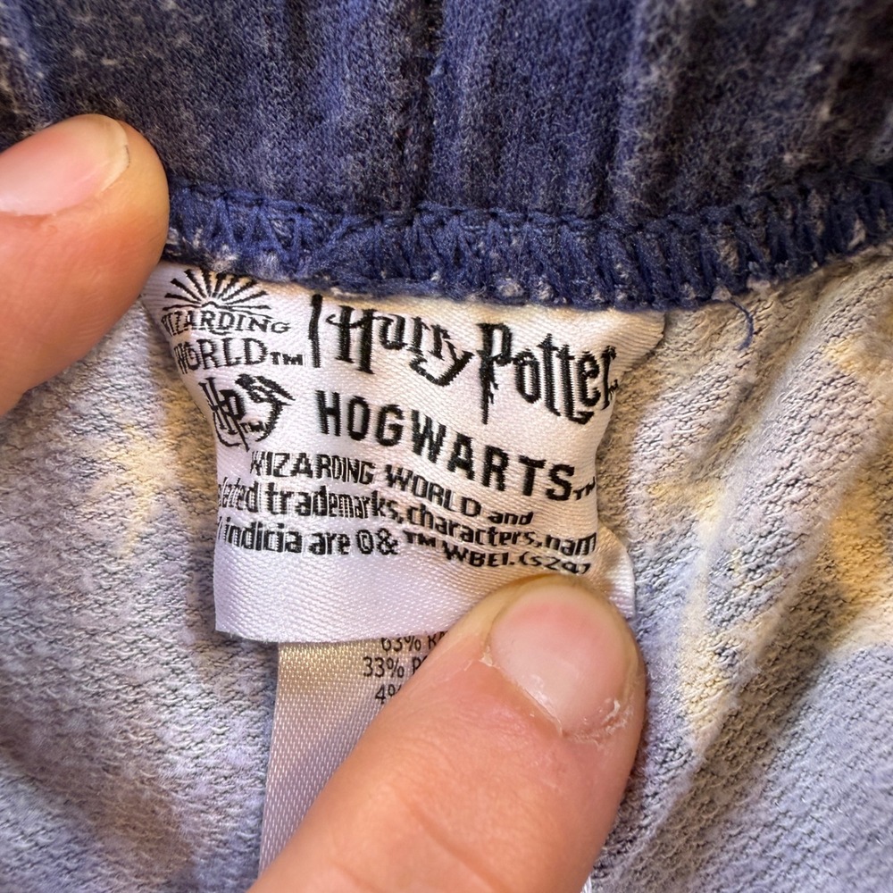 Harry Potter Hogwarts Pajama Pants Blue Yellow Logo Lounge Bottoms Small - Picture 4 of 12